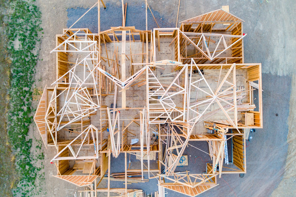 House frame view from above